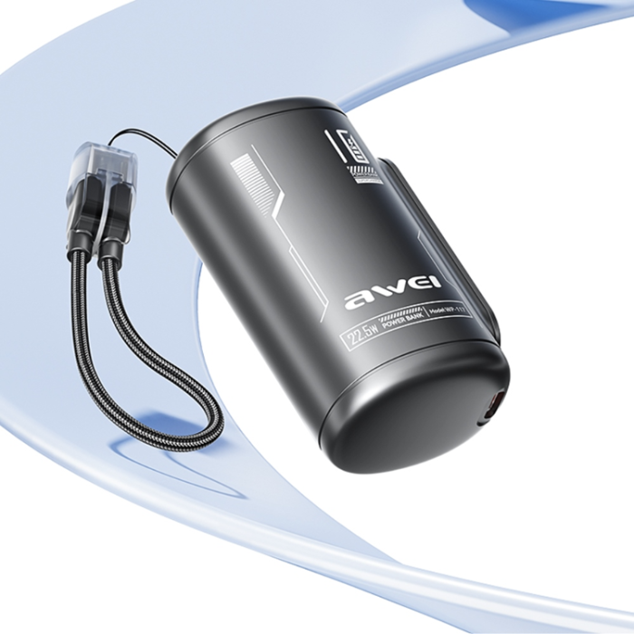Awei - Awei Powerbank 10000mAh 22.5W 2xUSB-C WP-117 - Svart