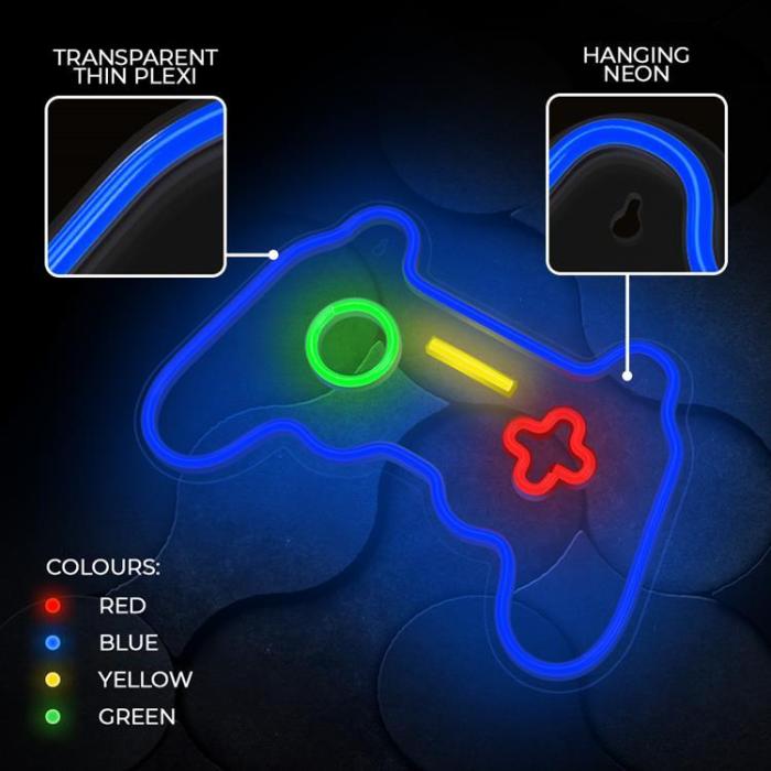 Forever Light - Forever Light LED Neon GAMEPAD Bat FPNE03X + USB - Flerfärgad