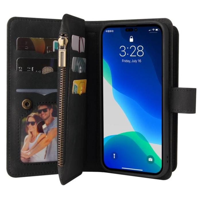OEM - iPhone 14 Pro Max Plånboksfodral KT Zipper - Svart