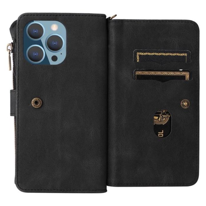 OEM - iPhone 14 Pro Max Plånboksfodral KT Zipper - Svart