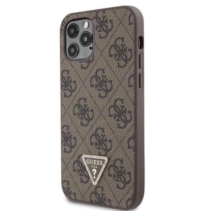 Guess - Guess iPhone 12/12 Pro Mobilskal Crossbody Metall Logo - Brun