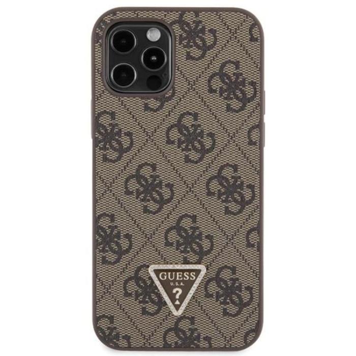 Guess - Guess iPhone 12/12 Pro Mobilskal Crossbody Metall Logo - Brun
