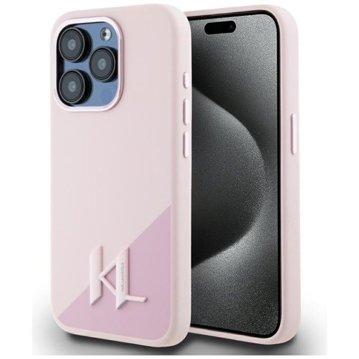 KARL LAGERFELD - Karl Lagerfeld iPhone 15 Pro Mobilskal Magsafe Shadow Metal - Rosa