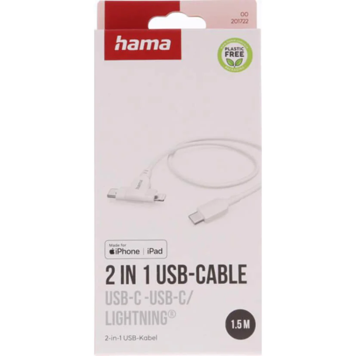 Hama - Hama USB-C Till USB-C eller Lightning 1.5m Kabel - Vit