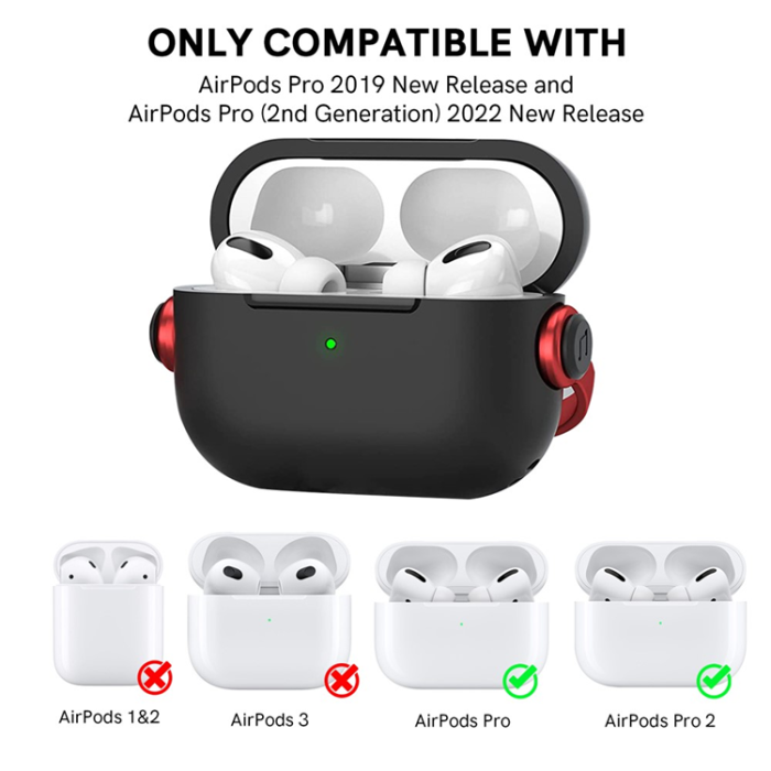 AHASTYLE - AHASTYLE AirPods Pro/Pro 2 Skal Bluetooth WG109 - Svart + Röd