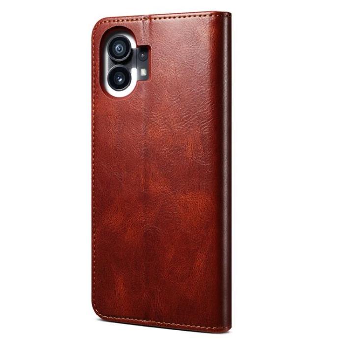 OEM - Nothing Phone 1 Plånboksfodral Crazy Horse Flip - Brun