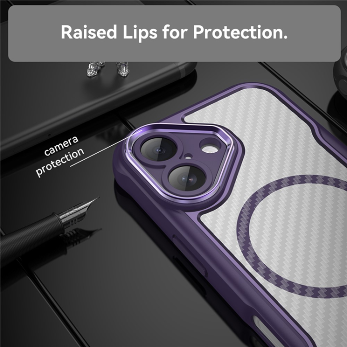 A-One Brand - iPhone 17 Mobilskal MagSafe Carbon Fiber - Lila