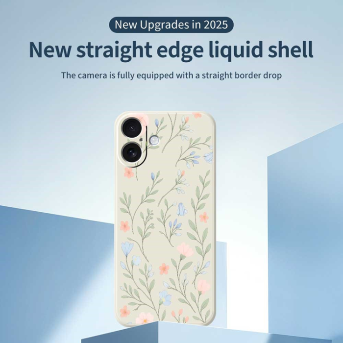 A-One Brand - iPhone 17 Mobilskal Pink Blue Flowers Pattern TPU - Grön