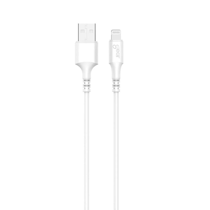 GEAR - GEAR USB-A till Lightning kabel 1m Vit MFI Rund kabel