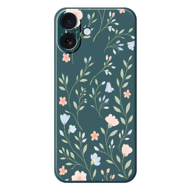 iPhone 17 Mobilskal Pink Blue Flowers Pattern TPU - Grön | 2353 | AlltMobil