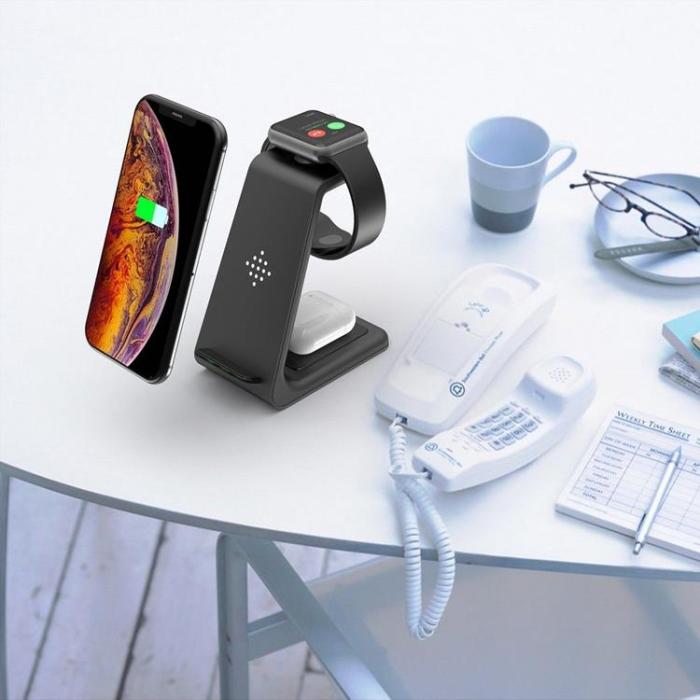 Tech-Protect - Tech-Protect 3-in-1 Trådlös laddare iPhone, Apple Watch, AirPods A8 - Svart