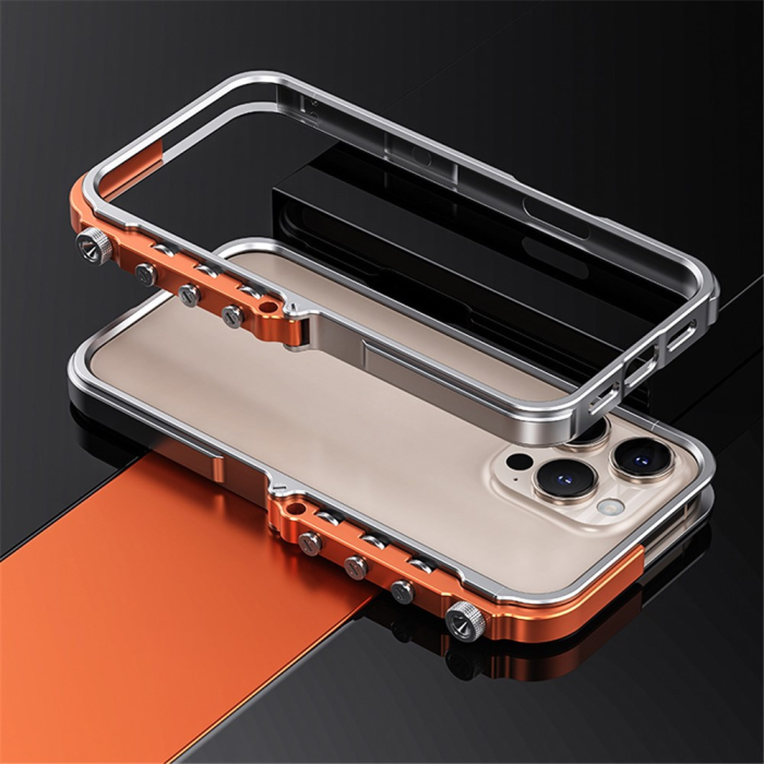 A-One Brand - iPhone 15 Pro Mobilskal Bumper Aluminum Metal Frame - Silver