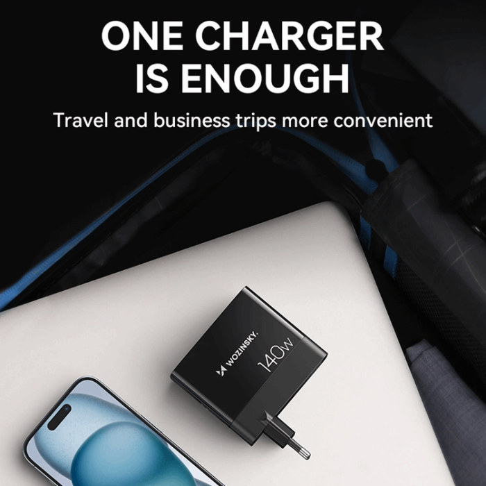 Wozinsky - Wozinsky Väggladdare 140W GaN 3 x USB-C/2 x USB-A - Svart