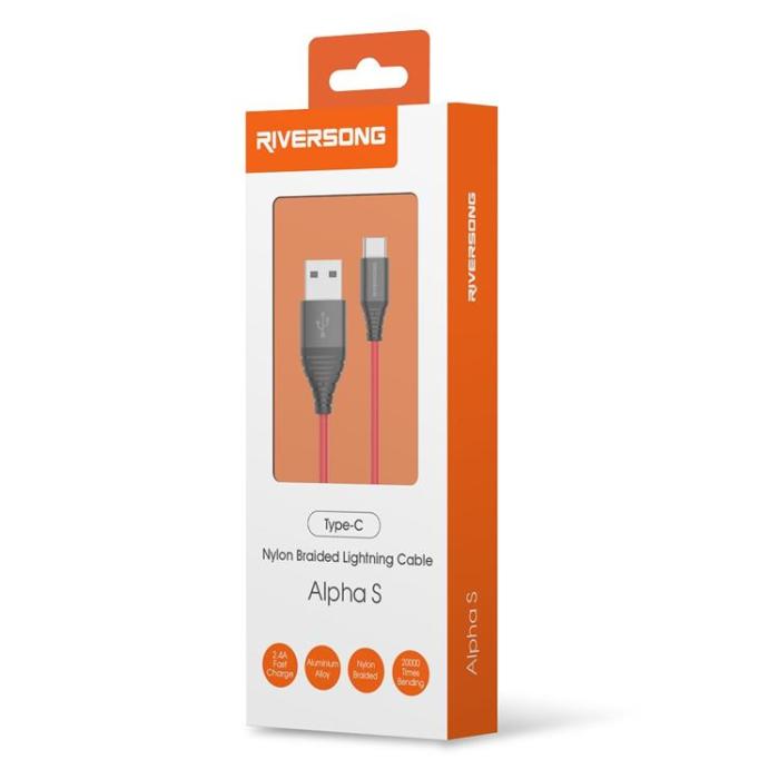 Riversong - Riversong USB Till USB-C Kabel 1m 2.4A Alpha S CT32 Svart