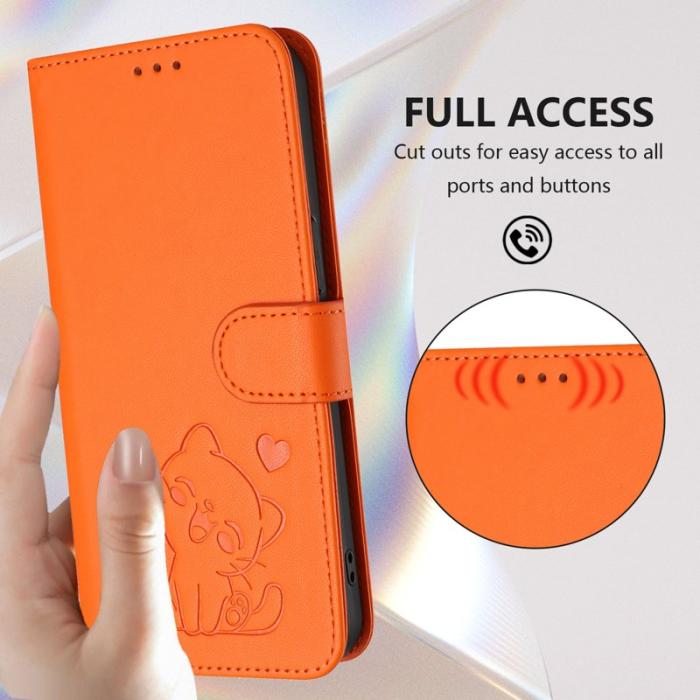 OEM - Love Cat Samsung Galaxy A57 Plånboksfodral Konstläder - Orange