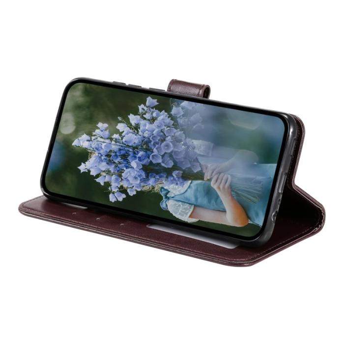 OEM - Samsung Galaxy A57 Plånboksfodral Konstläder Med Handledsrem - Brun