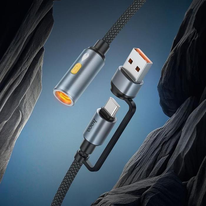 Hoco - Hoco Cigarettändare Till USB-A/USB-C Kabel Adapter 0.3m UA38B - Svart