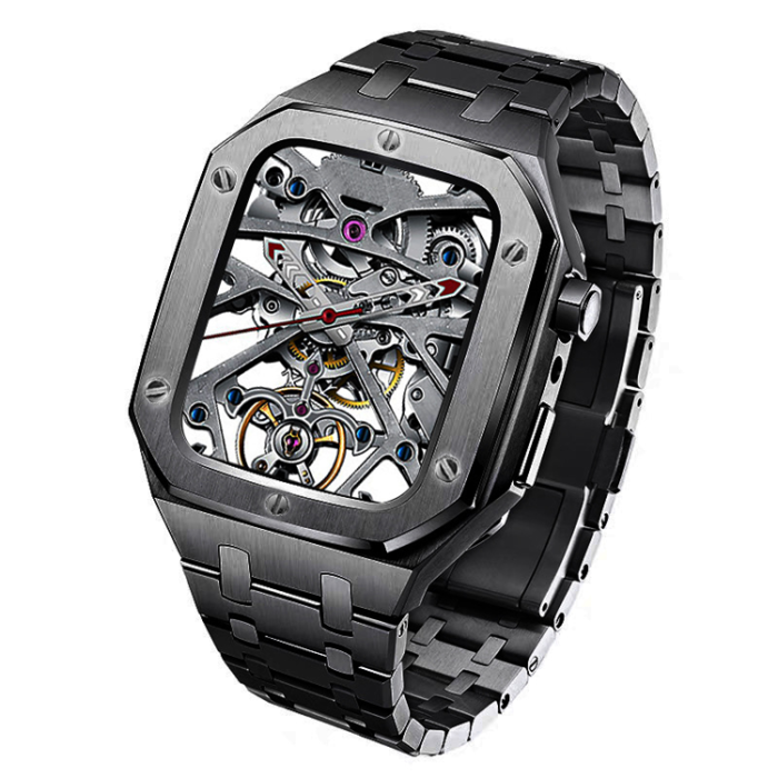 A-One Brand - Apple Watch 4/5/6/7/8/SE (44/45mm) Luxury Band Armor Stainless Steel - Svart