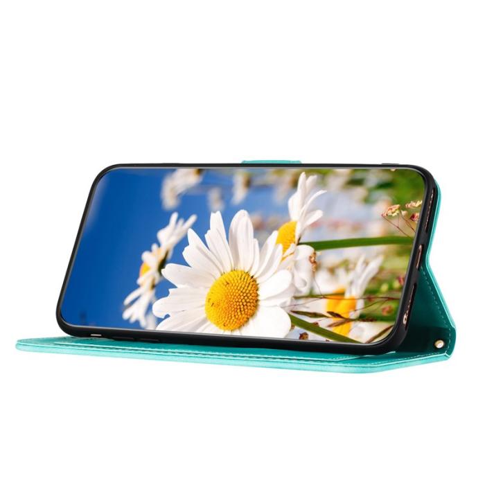 OEM - Mobilskal till Samsung Galaxy S26 Ultra Konstläder Blommönster - Grön