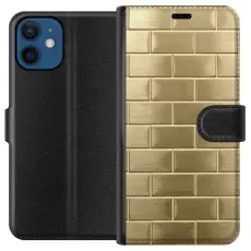 Gustaf - Pl&aring;nboksfodral till Apple iPhone 12 mini med Gyllene Murstenar