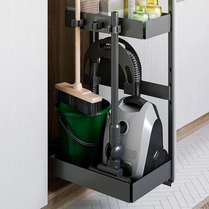 OEM - Väggmonterad Kvastmopphållare Självhäftande - Grå