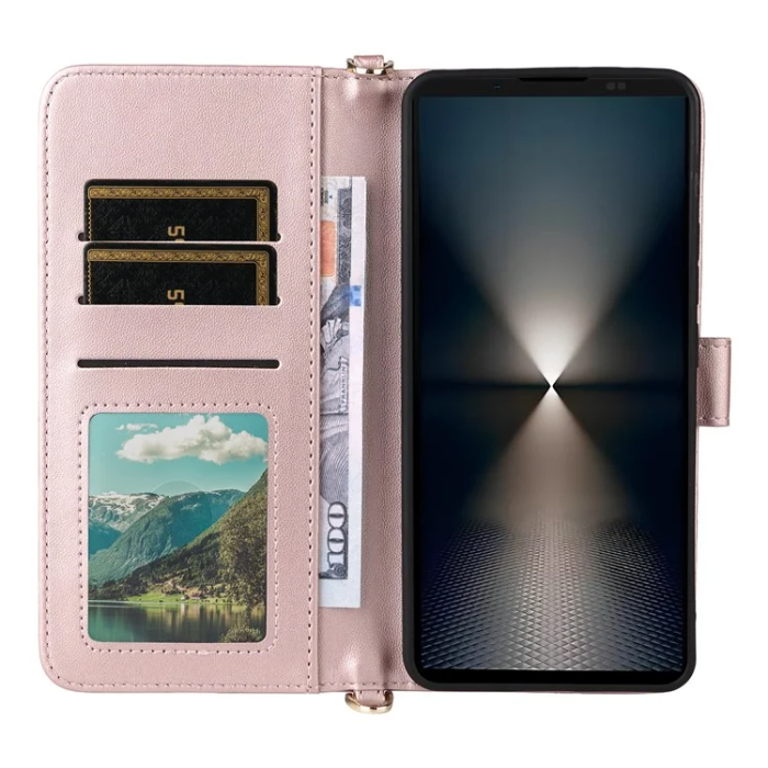 A-One Brand - Sony Xperia 1 VII Plånboksfodral Kickstand med Axelrem - Ljusrosa