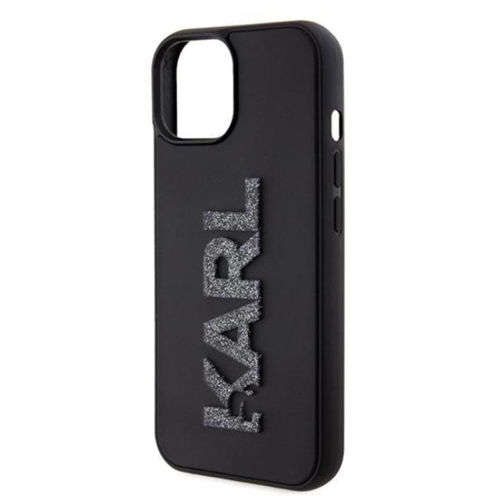 KARL LAGERFELD - Karl Lagerfeld iPhone 15 Mobilskal 3D Glitter Logo - Svart