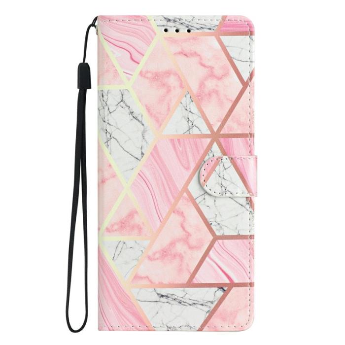 OEM - Samsung Galaxy S26 Plus Plånboksfodral Konstläder Mönstertryck Ställ Rosa Marmor