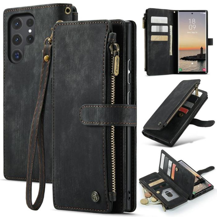 Caseme - CASEME Konstläder Plånboksfodral till Samsung Galaxy S24 Ultra - Svart