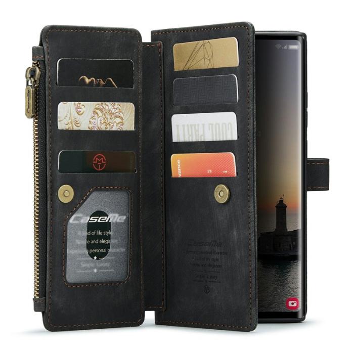 Caseme - CASEME Konstläder Plånboksfodral till Samsung Galaxy S24 Ultra - Svart
