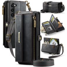 Caseme - CASEME Konstl&auml;der Pl&aring;nboksfodral till Samsung Galaxy S23 med RFID-Skydd, Svart