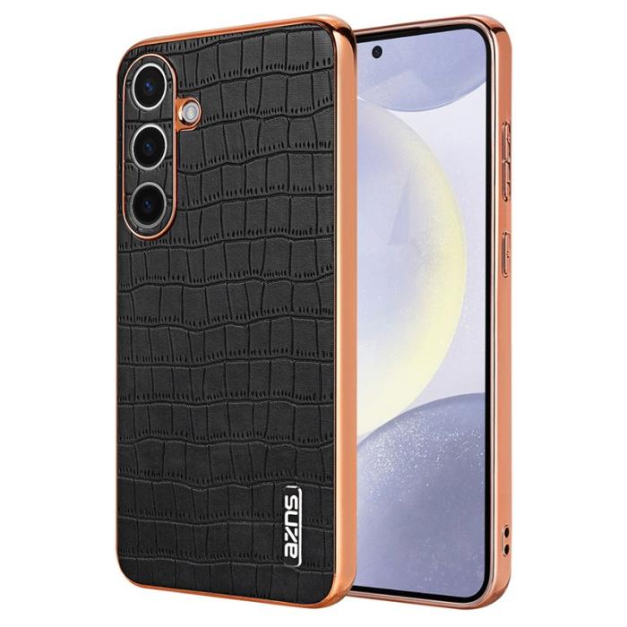 AZNS - AZNS Samsung Galaxy S25 Fodral Electroplating KonstLäder - Svart