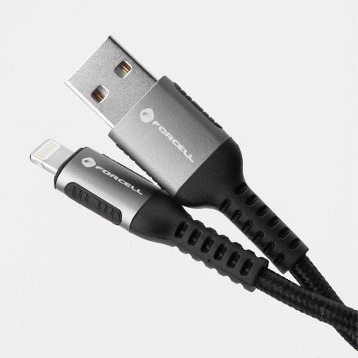 Forcell - Forcell USB-A - Lightning 12W 2.4A Kabel 0.5m PD Cafule Svart