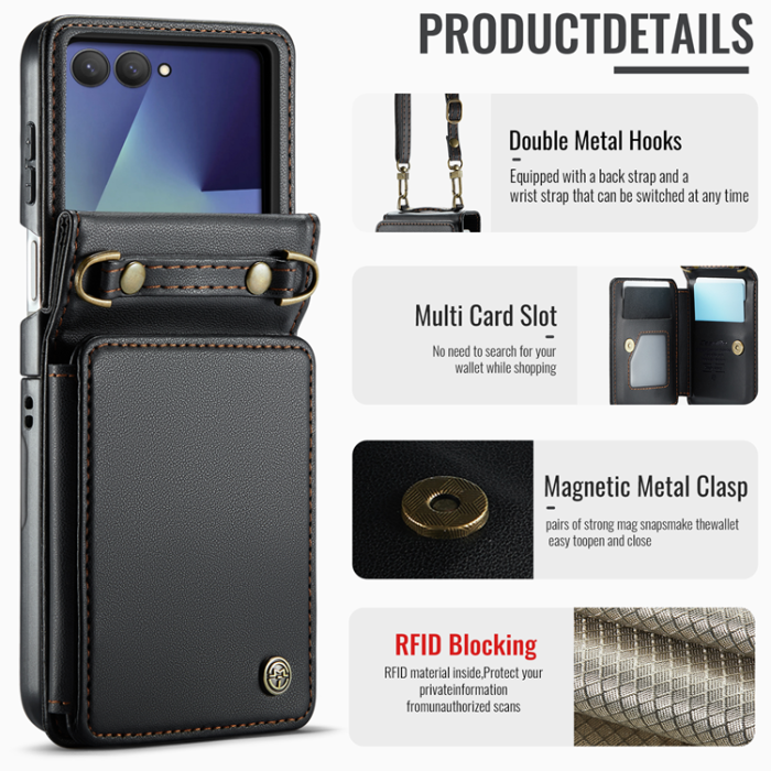 Caseme - CASEME Galaxy Z Flip 7 Plånboksfodral RFID Blocking C22 - Svart
