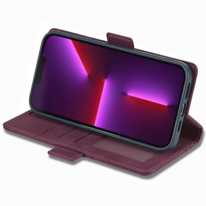 FORWENW - FORWENW F3-Series iPhone 14 Plus Plånboksfodral Konstläder - Vinröd