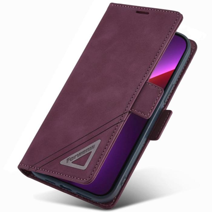 FORWENW - FORWENW F3-Series iPhone 14 Plus Plånboksfodral Konstläder - Vinröd