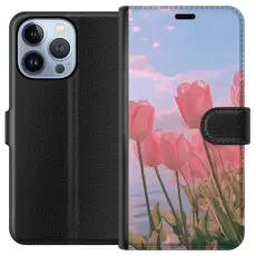 Gustaf - Pl&aring;nboksfodral till Apple iPhone 13 Pro med Rosa Tulpaner