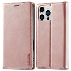 LC.imeeke - LC.IMEEKE iPhone 16 Pro Pl&aring;nboksfodral Konstl&auml;der- Ros&eacute;guld
