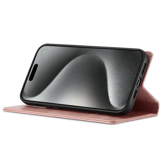 LC.imeeke - LC.IMEEKE iPhone 16 Pro Plånboksfodral Konstläder- Roséguld