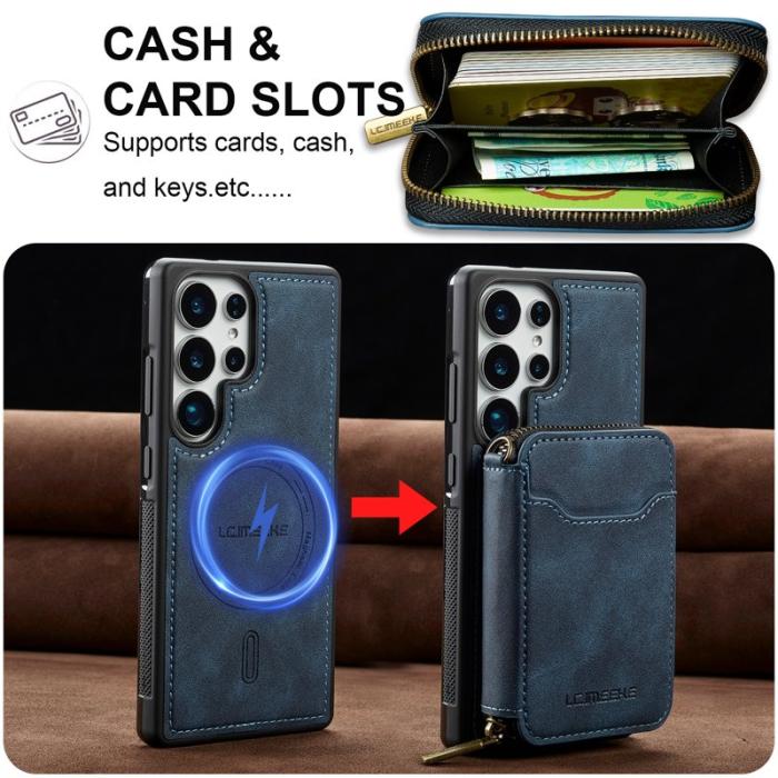 LC.imeeke - LC.IMEEKE L6 för Samsung Galaxy S24 Ultra Konstläder Plånboksfodral - Blå