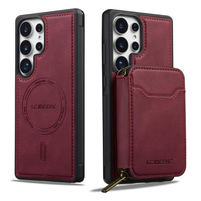 LC.imeeke - LC.IMEEKE L6 för Samsung Galaxy S24 Ultra Konstläder Plånboksfodral - Röd