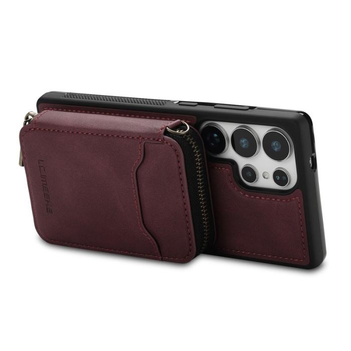 LC.imeeke - LC.IMEEKE L6 för Samsung Galaxy S24 Ultra Konstläder Plånboksfodral - Röd