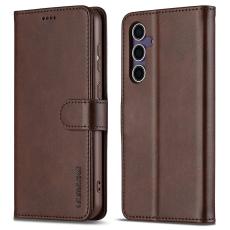 LC.imeeke - LC.IMEEKE Samsung Galaxy A36 5G Pl&aring;nboksfodral Konstl&auml;der - Brun