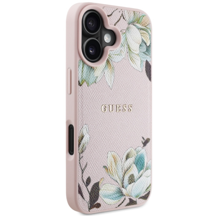 Guess - Guess iPhone 16 Mobilskal Magsafe Flower Pattern - Rosa