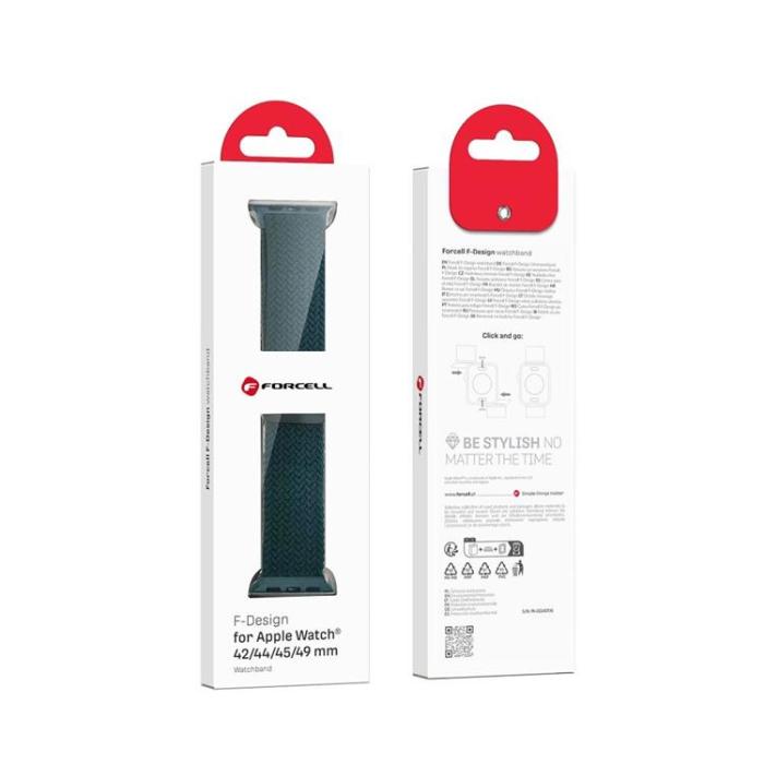Forcell - Forcell Apple Watch (42/44/45/49mm) Armband Magnetic Nylon - Mörkgrön