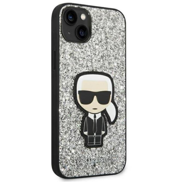 KARL LAGERFELD - Karl Lagerfeld iPhone 14 Plus Skal Glitter Flakes Ikonik - Silver