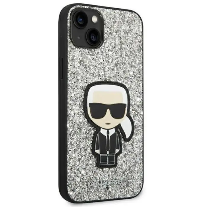 KARL LAGERFELD - Karl Lagerfeld iPhone 14 Plus Skal Glitter Flakes Ikonik - Silver