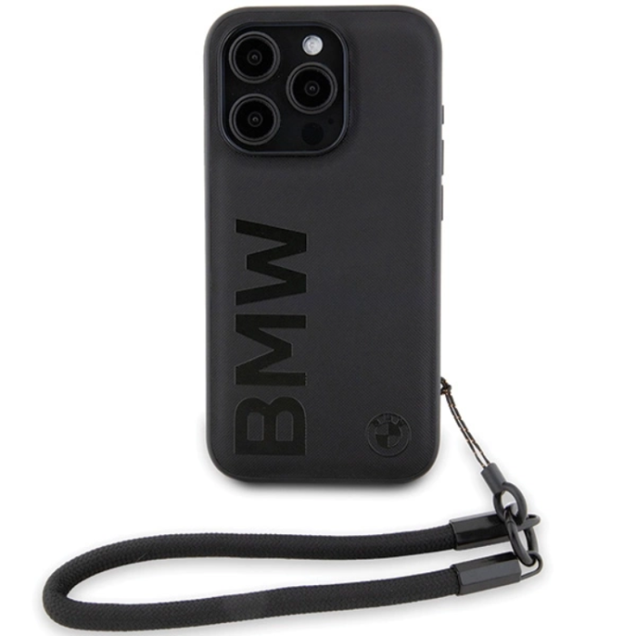 BMW - BMW iPhone 15 Pro Max Mobilskal Signature Läder Wordmark Cord