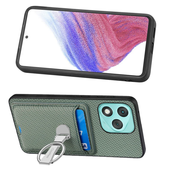 A-One Brand - Honor 400 Lite Mobilskal Korthållare Carbon Fiber - Grön