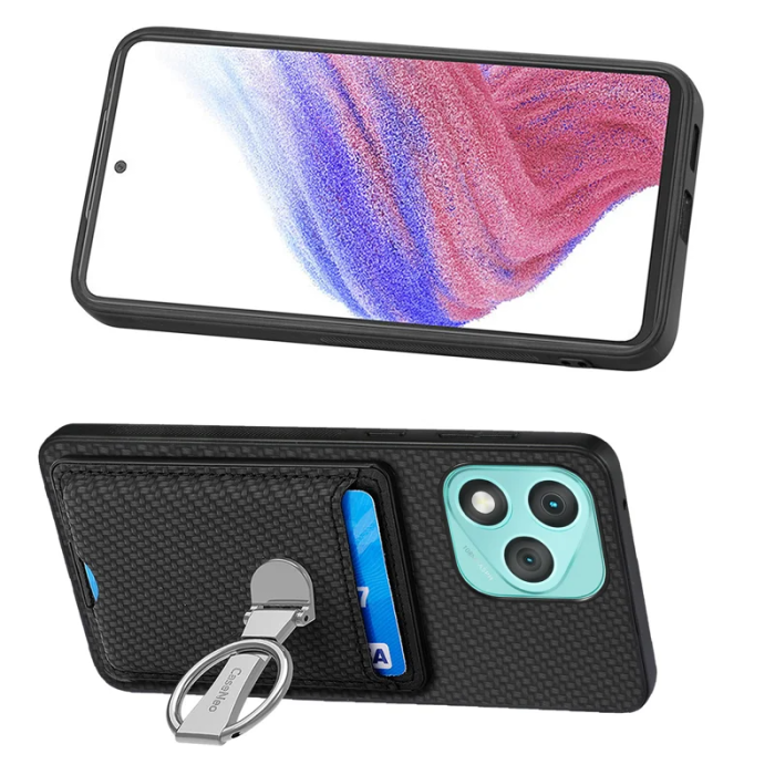 A-One Brand - Honor 400 Lite Mobilskal Korthållare Carbon Fiber - Svart